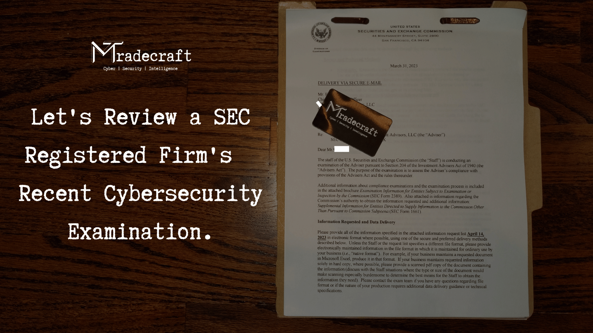 Reviewing a Cybersecurity Documentation Request List from the SEC